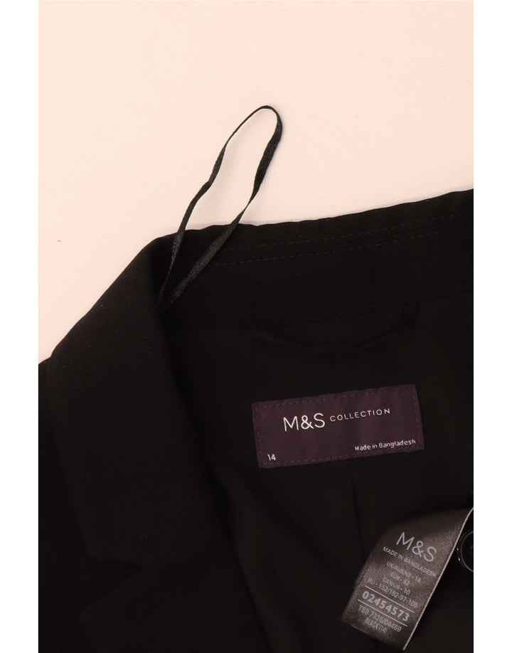 Marks & Spencer Veste blazer à 1 bouton pour femme UK 14 Large Noir Polyester