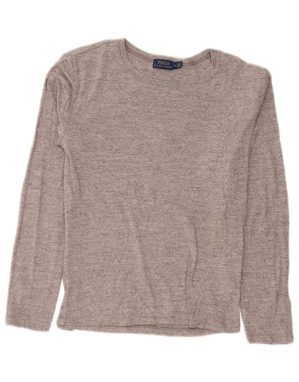 Polo Ralph Lauren Haut à manches longues pour femme UK 12 Coton moucheté gris moyen