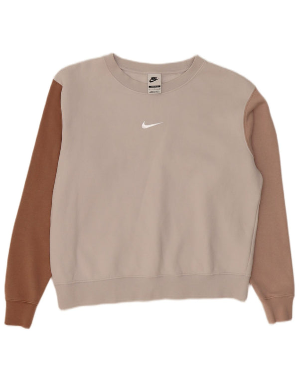 Nike Womens Loose Fit Sweatshirt Jumper UK 10 Petit Beige Colorblock