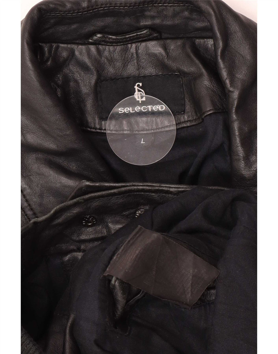 Selected Veste bomber en cuir pour homme UK 40 Large Noir