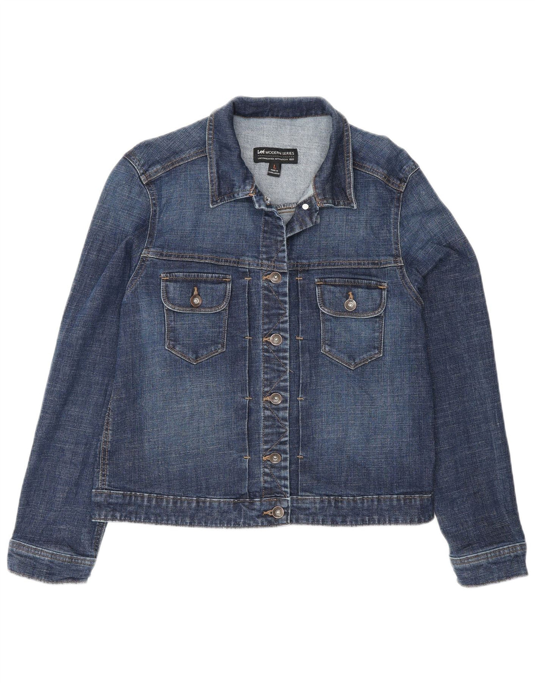 Lee Veste en jean pour femme UK 14 Large Bleu Coton