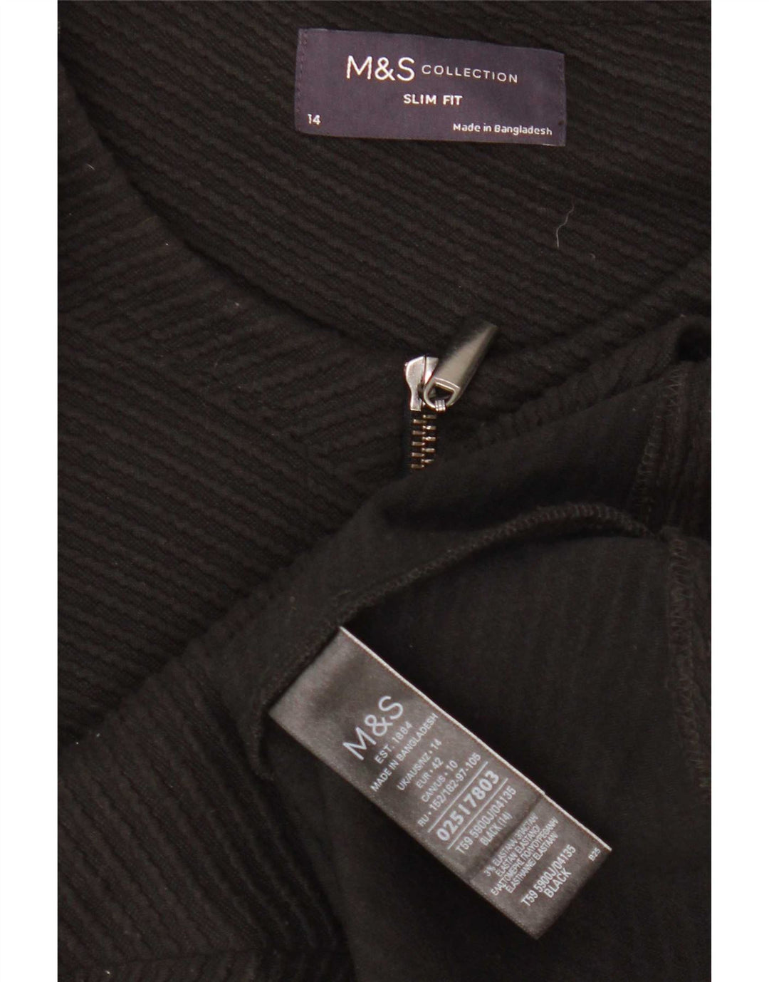 Marks & Spencer Veste blazer courte zippée pour femme UK 14 Noir moyen