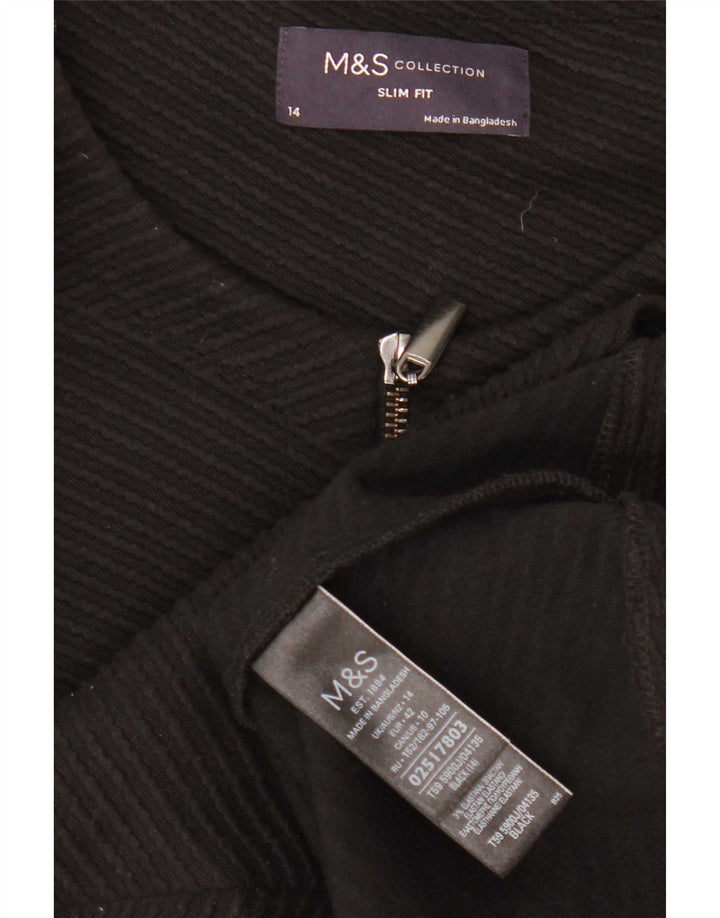 Marks & Spencer Veste blazer courte zippée pour femme UK 14 Noir moyen