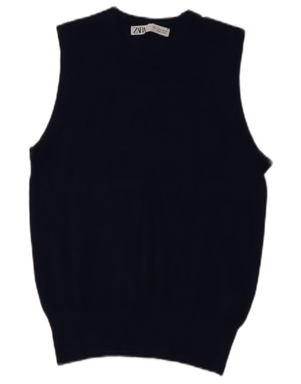 Zara Womens Vest Débardeur UK 10 Petit Bleu Marine