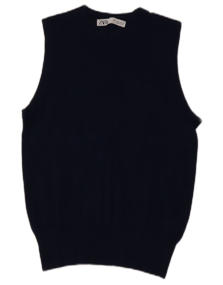 Zara Womens Vest Débardeur UK 10 Petit Bleu Marine