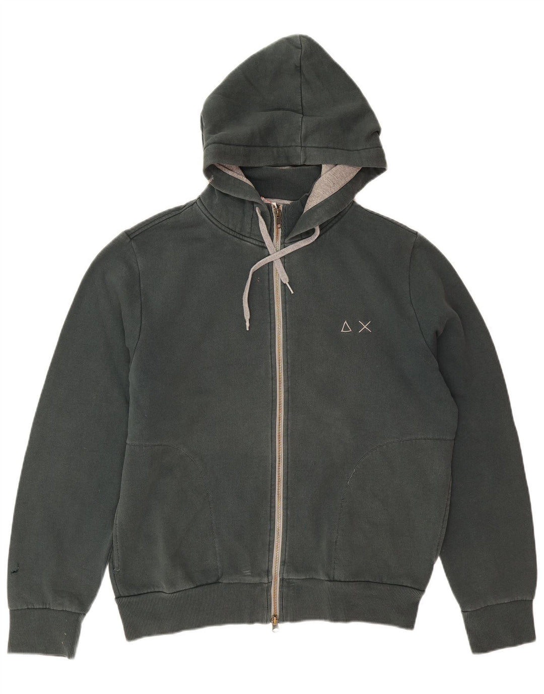 Sun68 Pull à capuche zippé pour homme en coton vert grand