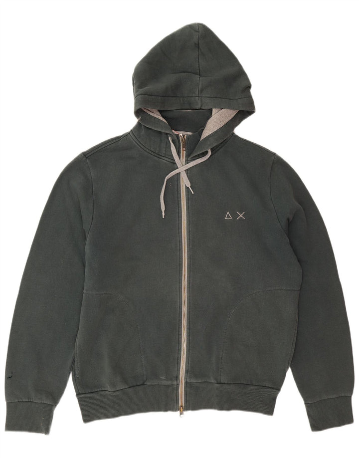 Sun68 Pull à capuche zippé pour homme en coton vert grand