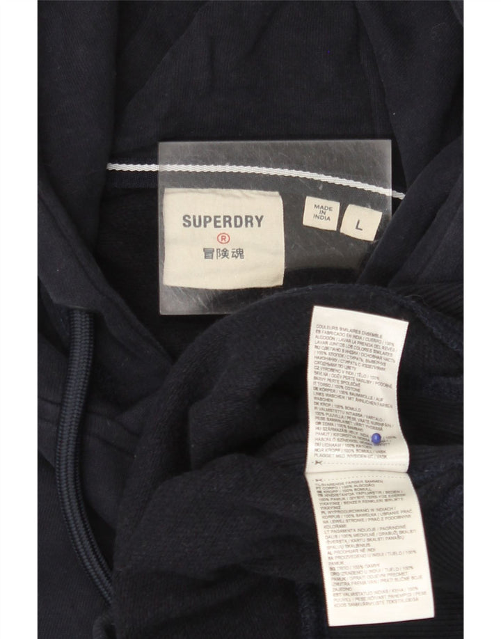 SUPERDRY Pull à capuche pour homme en coton bleu marine Large