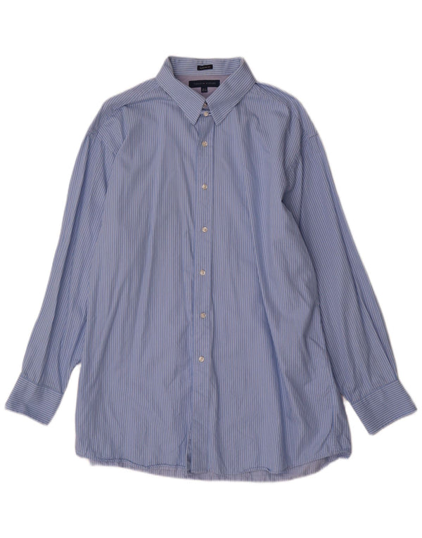 Tommy Hilfiger Chemise coupe régulière pour homme Taille 16 1/2 Grandes rayures bleues