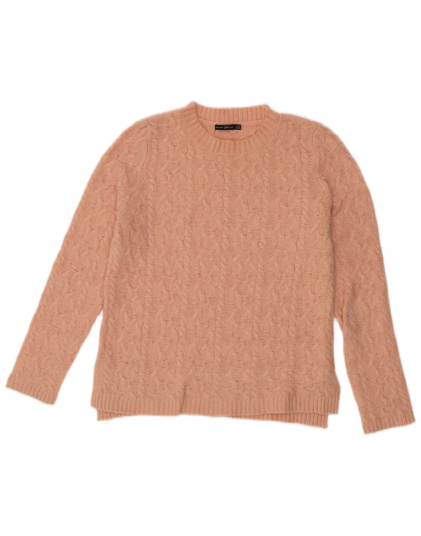 Zara Pull ras du cou pour femme UK 14 Nylon rose moyen