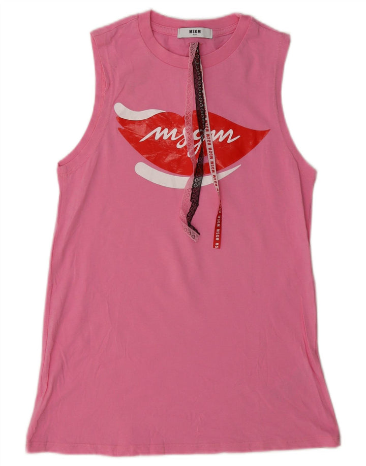 MSGM Débardeur Graphique Fille 13-14 ans Rose Coton