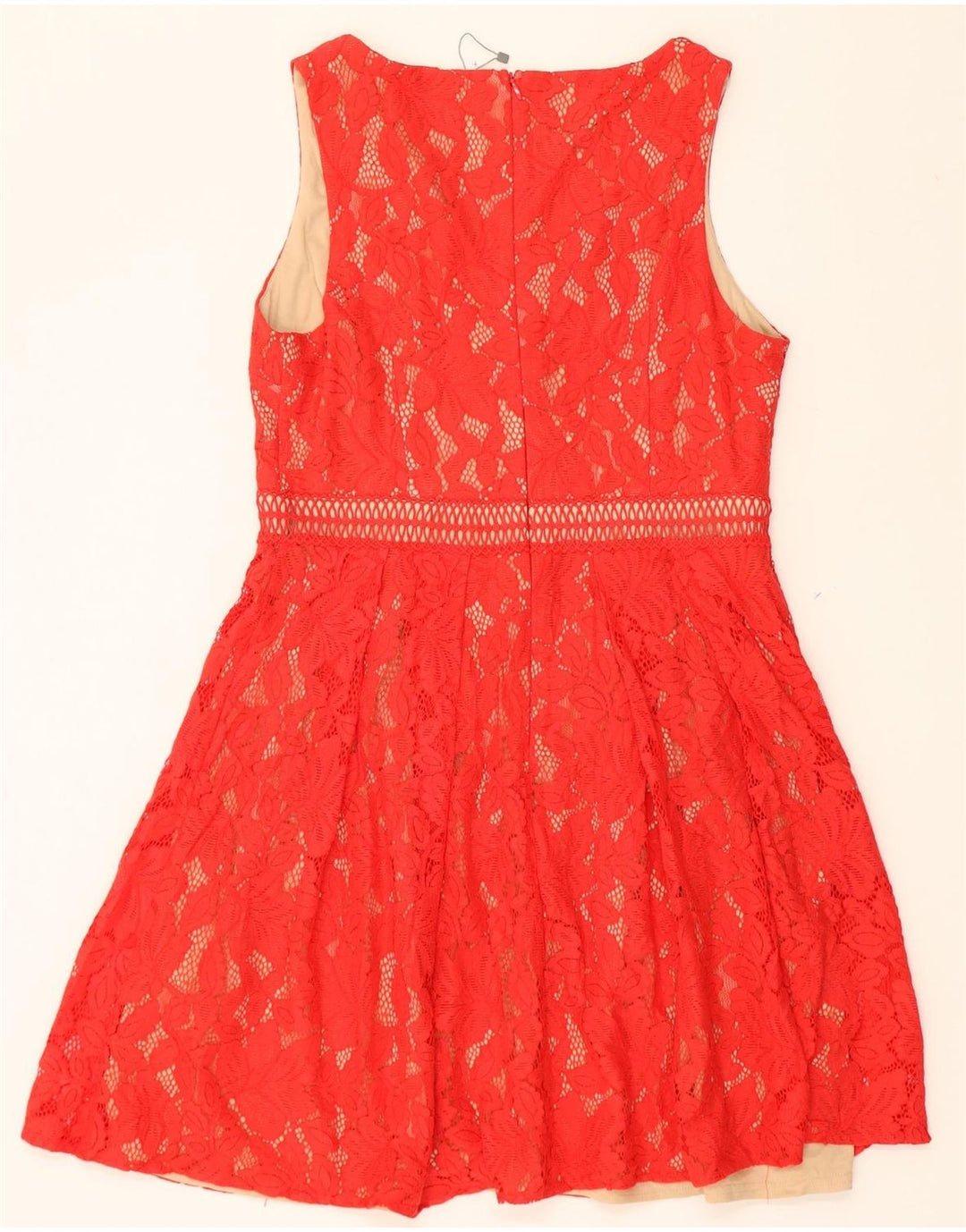 OASIS Womens Sleeveless A-Line Dress UK 14 Medium  Red Floral Polyester Vintage Oasis and Second-Hand Oasis from Messina Hembry 