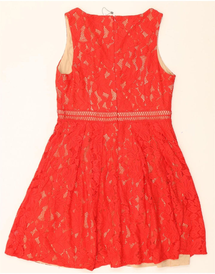 OASIS Womens Sleeveless A-Line Dress UK 14 Medium  Red Floral Polyester Vintage Oasis and Second-Hand Oasis from Messina Hembry 