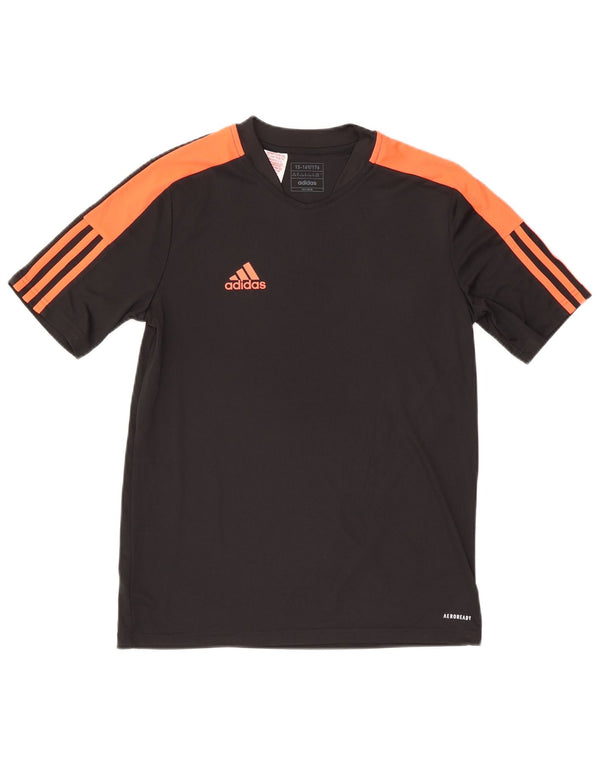 Adidas Garçon Aeroready T-Shirt Top 15-16 ans Noir Colourblock Polyester
