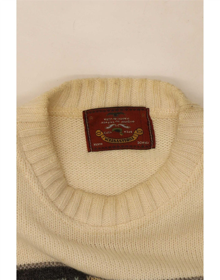 Tobia System Pull col rond homme beige moyen géométrique
