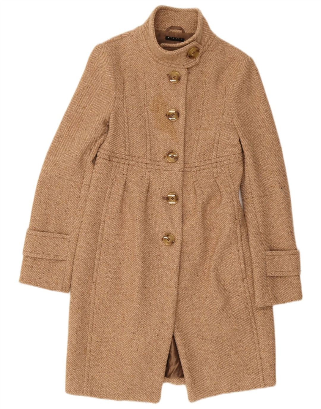 Sisley Pardessus IT 40 Small Beige Chevrons Polyester Femme