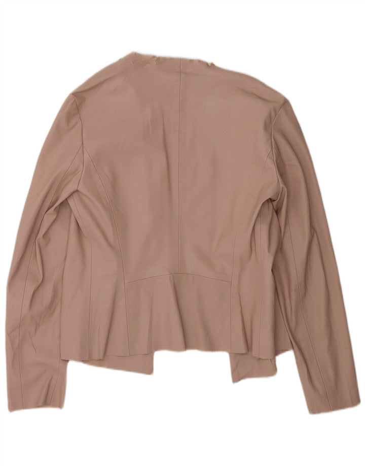 Zara Veste blazer en simili cuir pour femme UK 14 Rose moyen