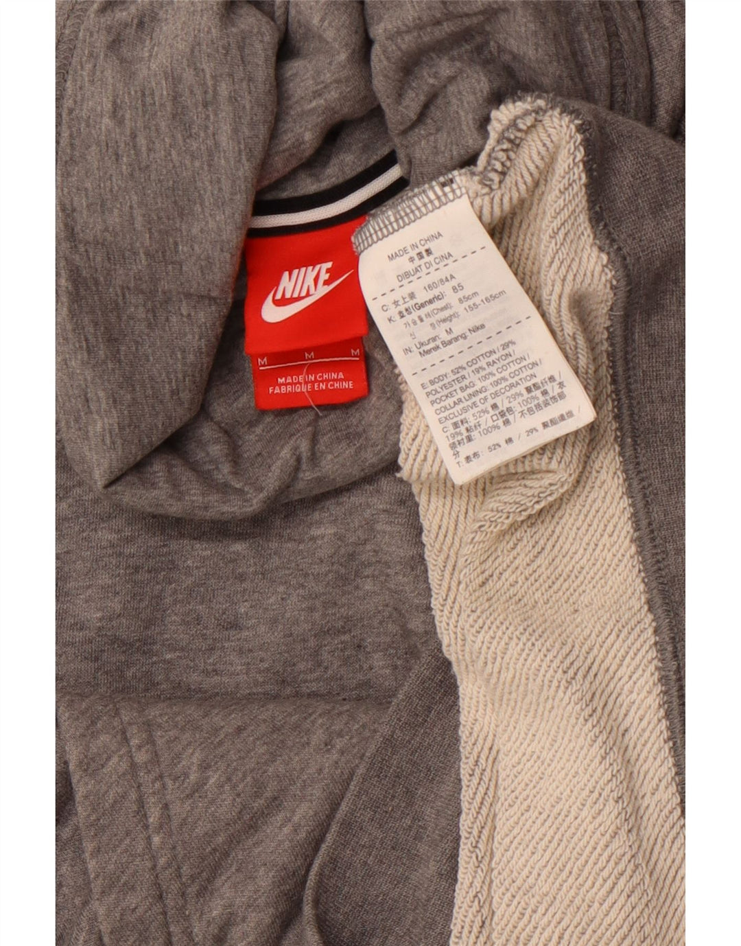 NIKE Sweat-shirt à col roulé pour femme UK 14 Gris moyen en coton moucheté