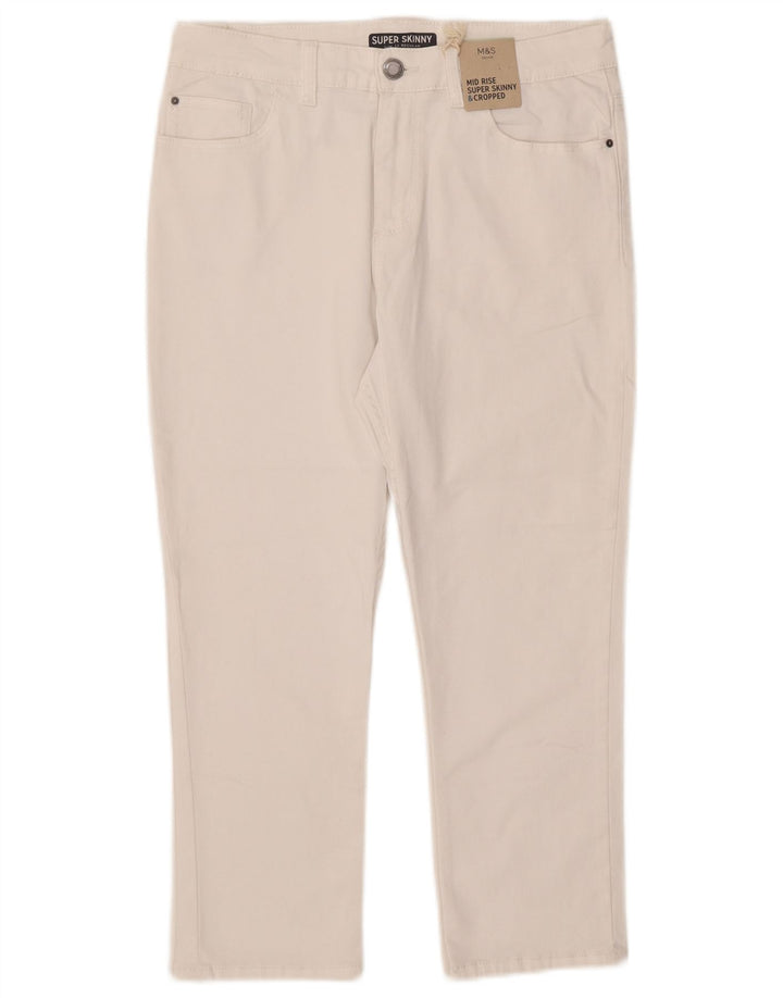 Marks & Spencer Jean court taille moyenne pour femme UK 12 Medium W30 L21 Blanc