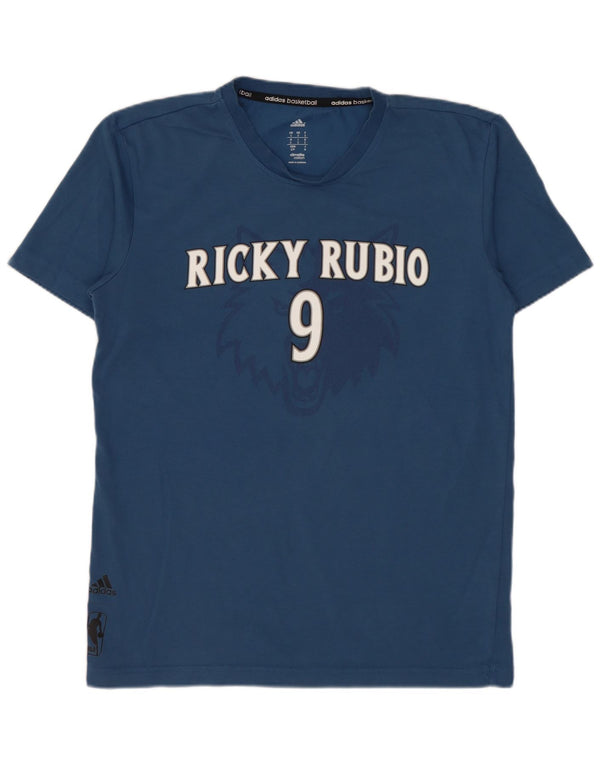 Adidas Mens Ricky Rubio 9 Graphic T-Shirt Top Small Blue Cotton