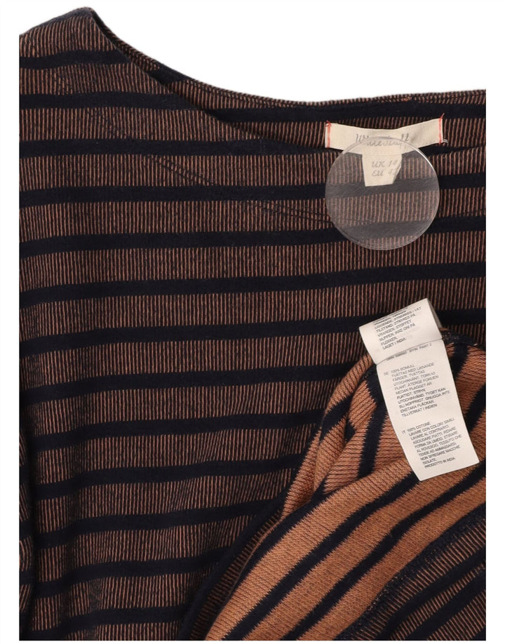 WHITE STUFF Robe fourreau à manches longues pour femme UK 14 Large Marron Rayé