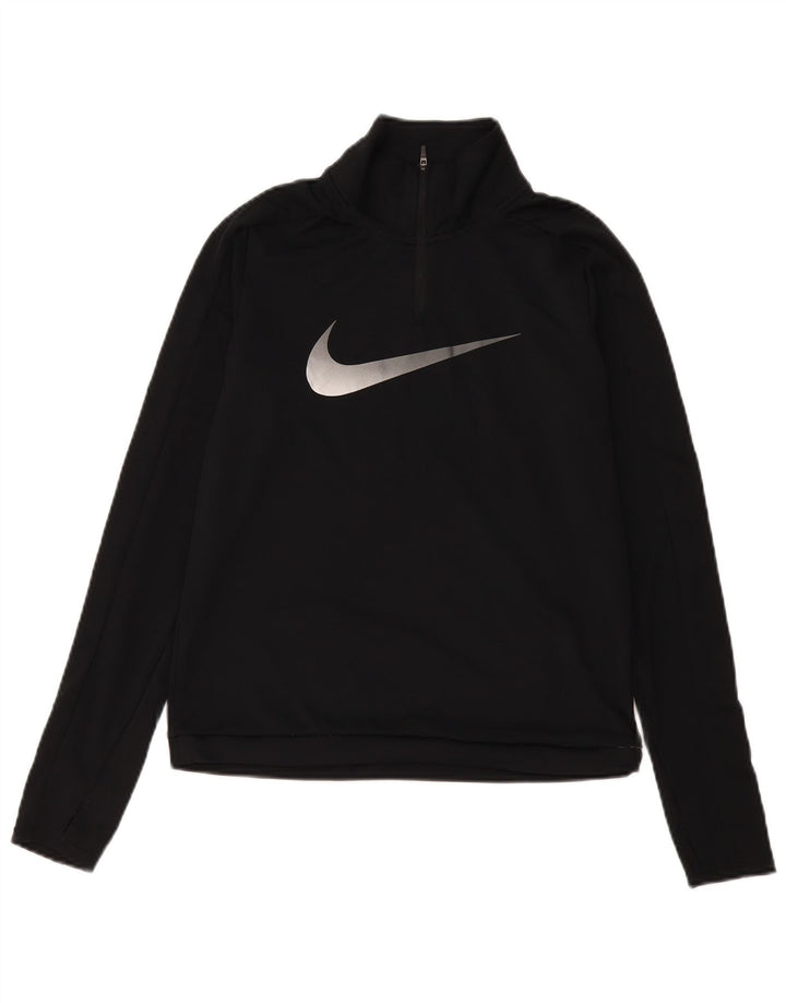Nike Haut de survêtement Dri Fit à col zippé pour femme UK 10 Petit Noir