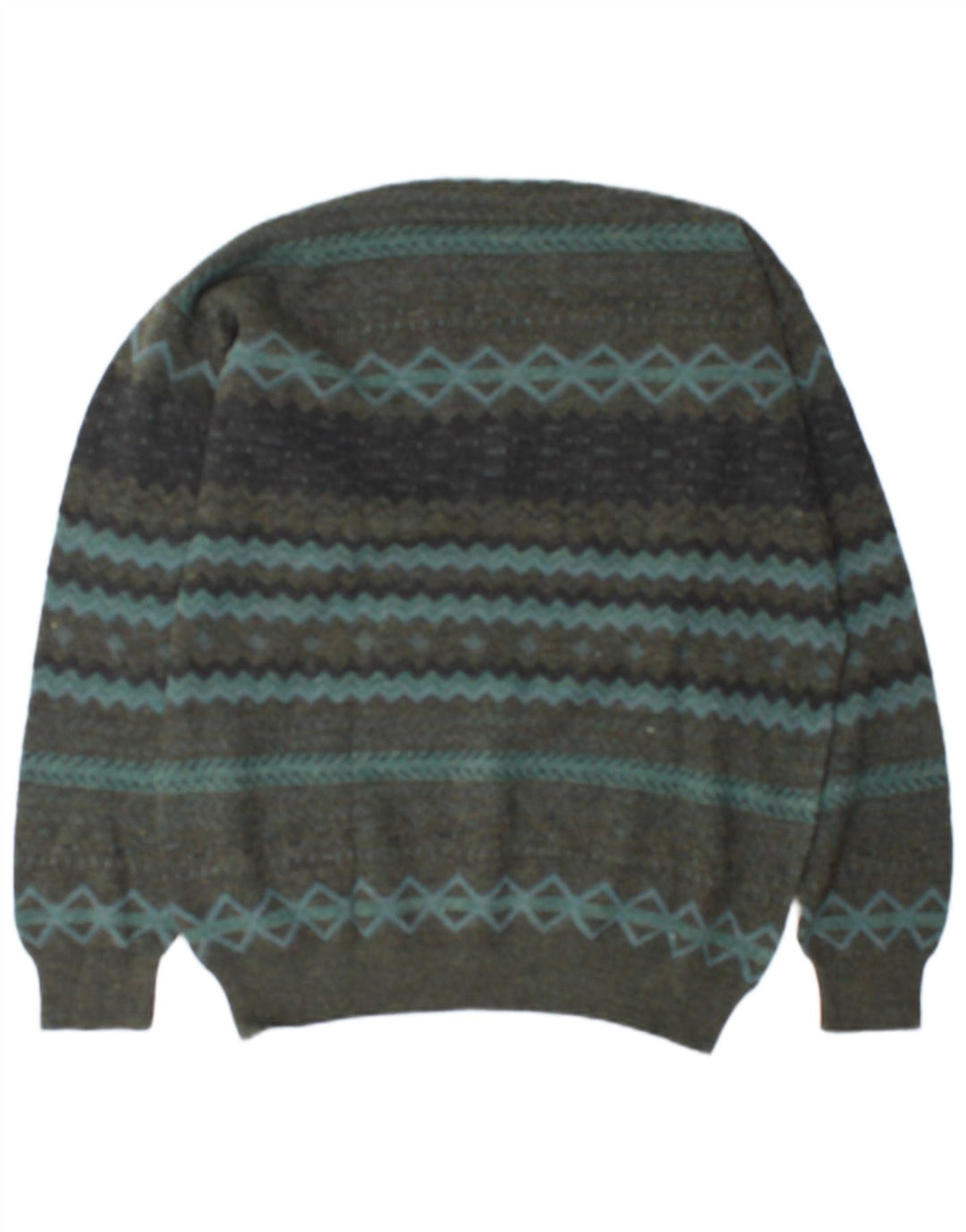 Rodes Pull Col V Homme XL Vert Géométrique Laine