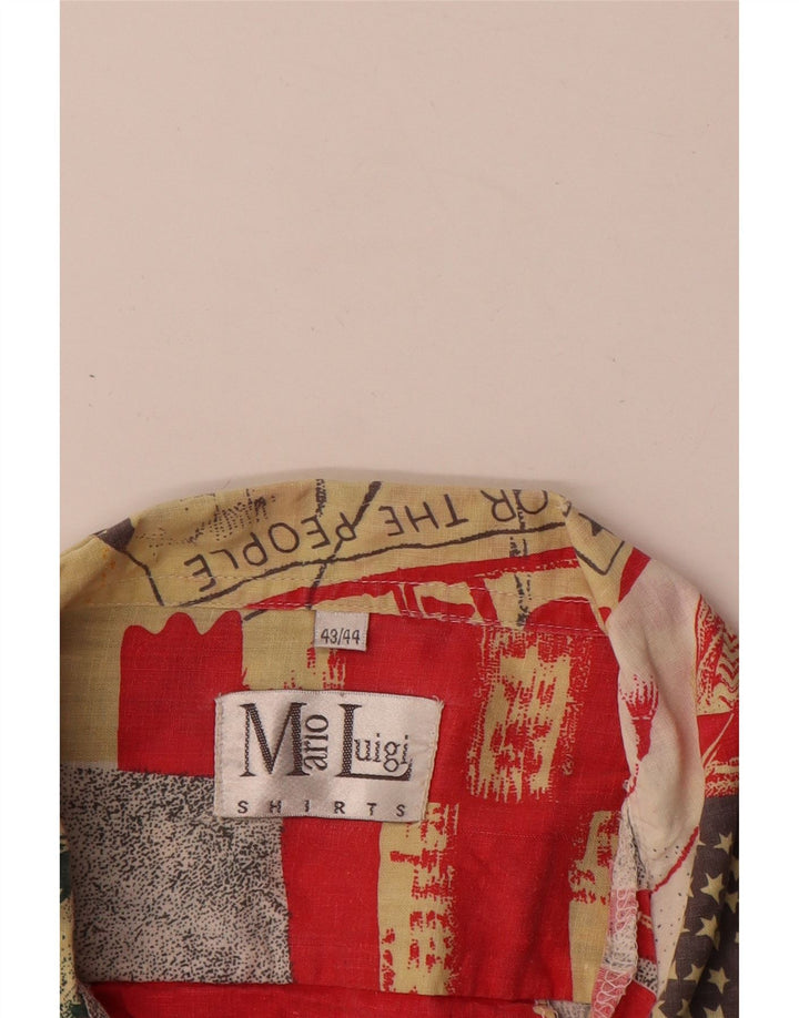 vintage Mens Abstract Pattern Shirt Taille 43/44 Grand Multicolore