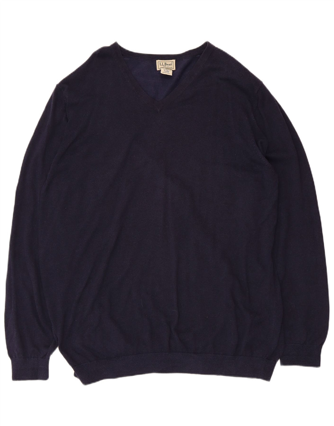 L.L.Bean Pull col V pour homme XL en coton bleu marine