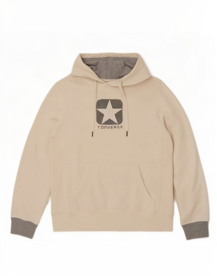 Converse Pull à Capuche Graphique Homme Blanc cassé Coton