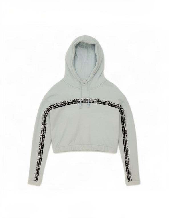 Adidas Femmes Crop Graphic Sweat à capuche UK 6 XS Bleu Colorblock Coton