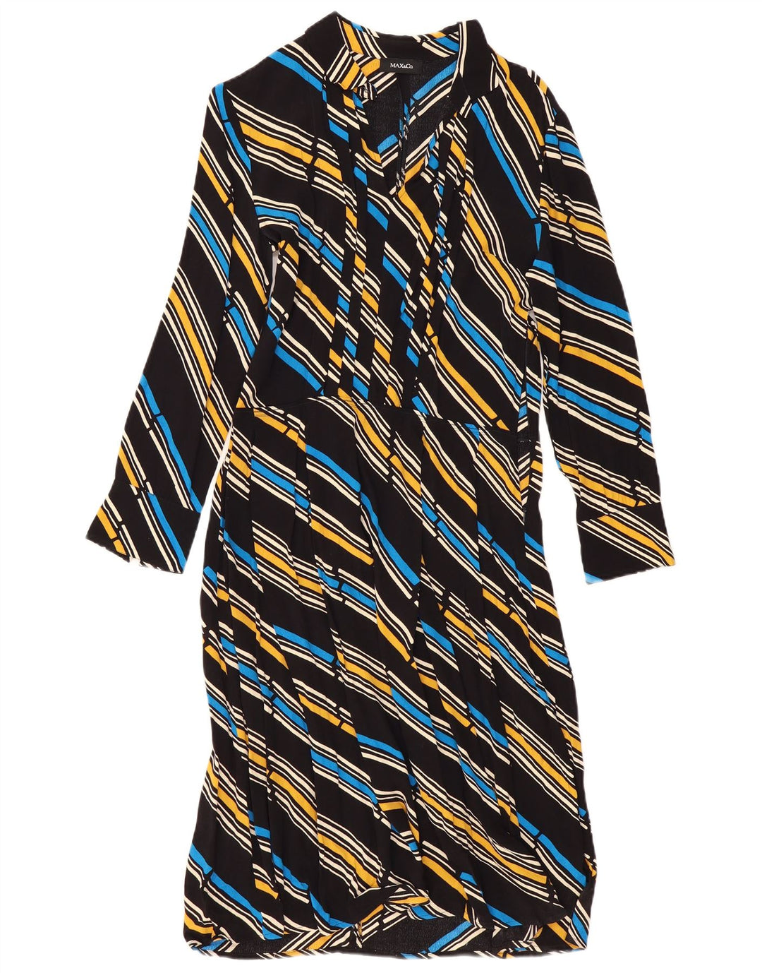 Max & Co. Robe longue à manches longues pour femme UK 42, rayures multicolores moyennes