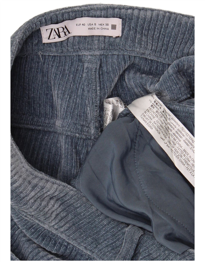 Zara Pantalon droit en velours côtelé pour femme EU 40 Medium W30 L30 Bleu Polyester