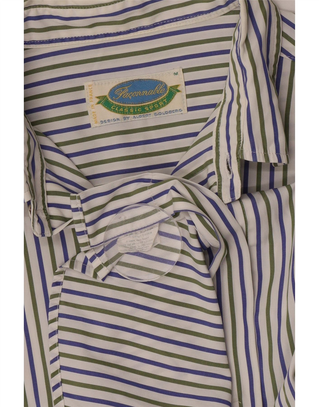 Faconnable Chemise à Manches Courtes Homme Blanc Cassé Coton Rayé