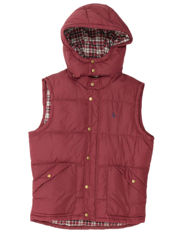JACK WILLS Gilet rembourré à capuche pour homme UK 38 Medium Burgundy Nylon