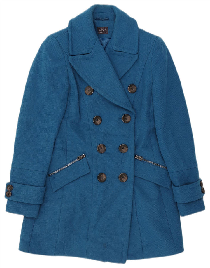Marks & Spencer Manteau croisé pour femme UK 6 XS Bleu Polyester