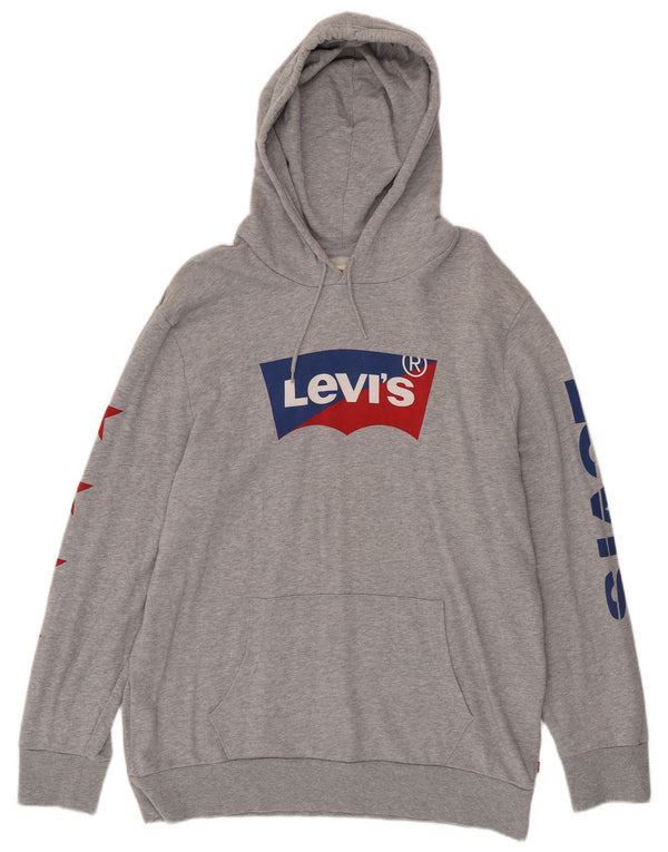 LEVI'S Pull à Capuche Graphique Homme XL Gris Coton