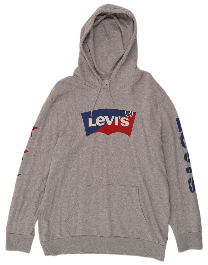 LEVI'S Pull à Capuche Graphique Homme XL Gris Coton