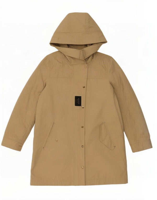 Zara Manteau imperméable à capuche pour femme UK 44 Medium Kaki Polyester