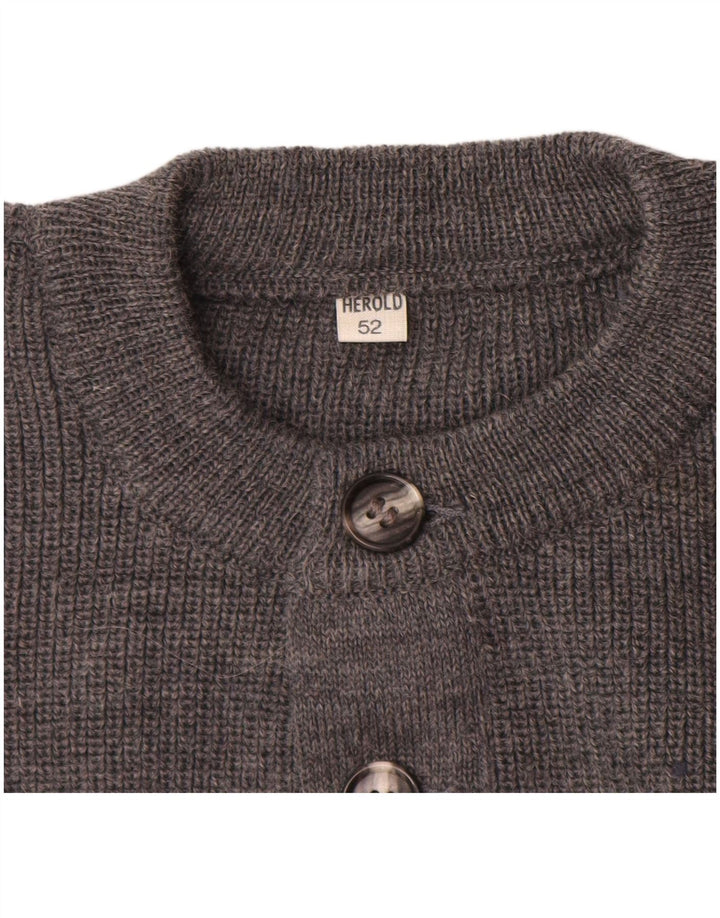vintage Mens Crew Neck Jumper Pull IT 52 Grand Gris