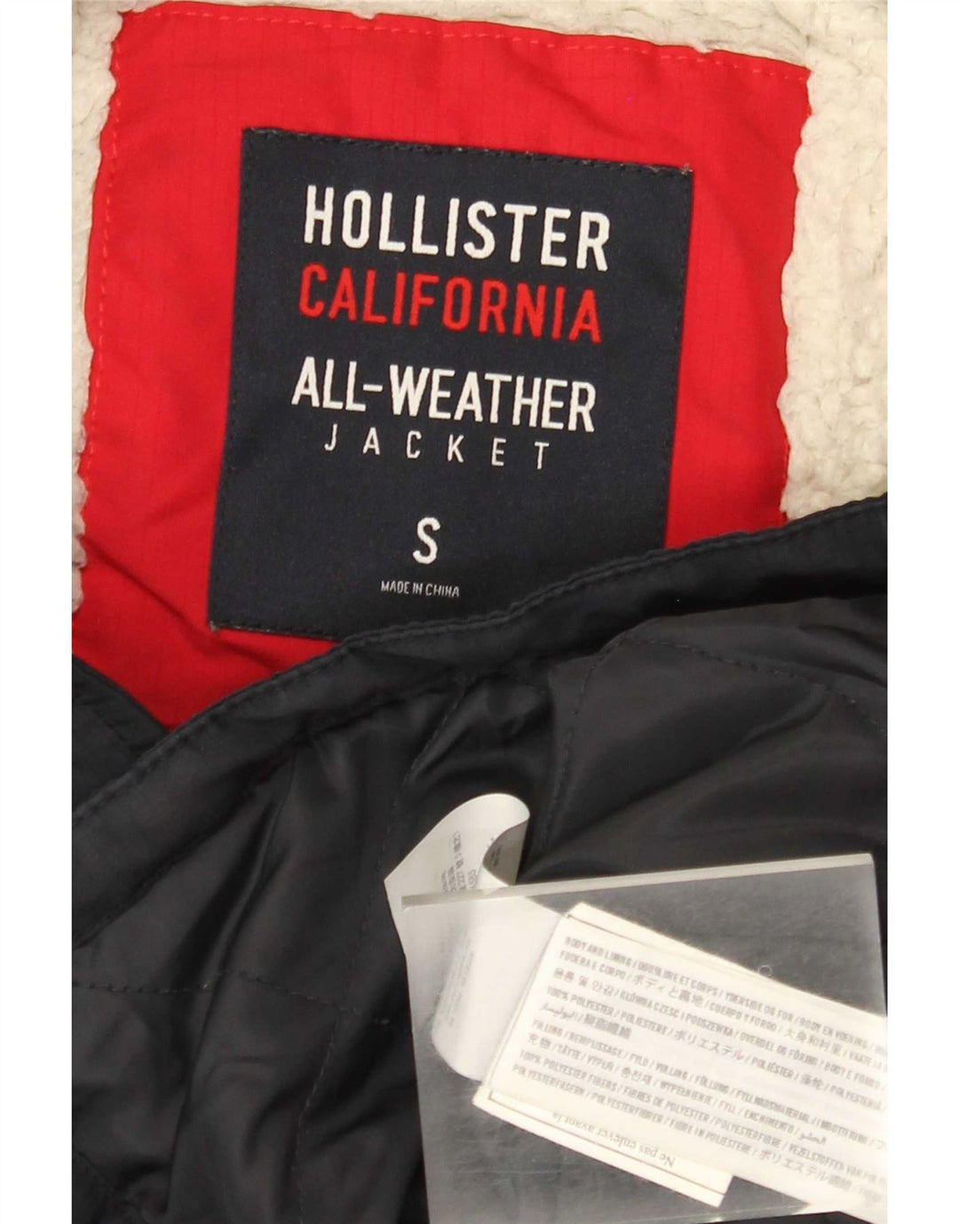 Hollister Veste coupe-vent à capuche pour hommes UK 36 Small Bleu Marine Polyester