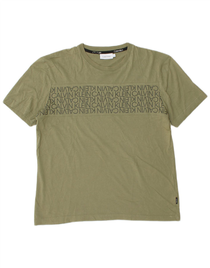 Calvin Klein T-Shirt Graphique Homme Kaki Moyen Coton