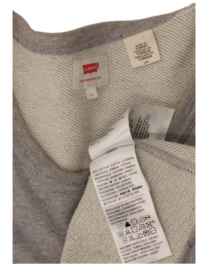 LEVI'S Mens Loose Fit Graphic Sweatshirt Jumper Large Grey Cotton