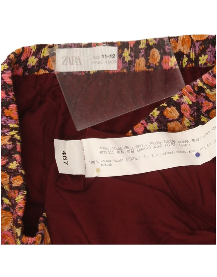 Jupe trapèze fille ZARA 11-12 ans W20 Viscose florale marron