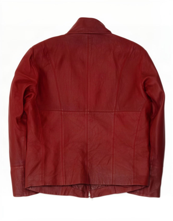 veste en cuir femme vintage IT 44 Bourgogne moyen