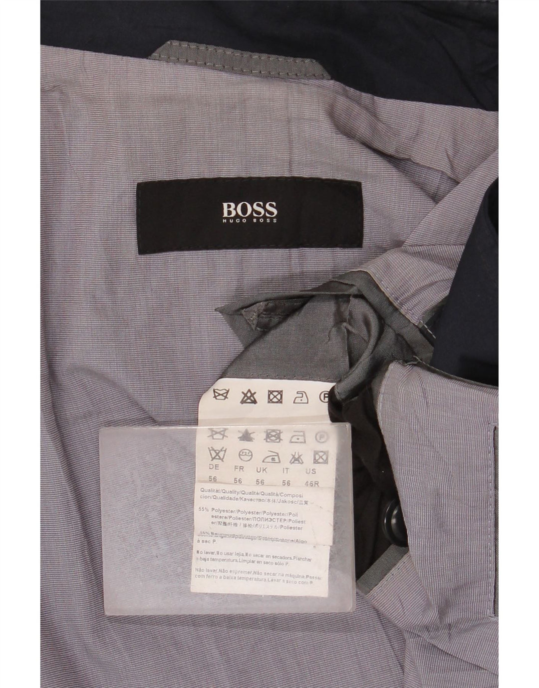 HUGO BOSS Manteau Homme IT 56 3XL Bleu Marine Polyester