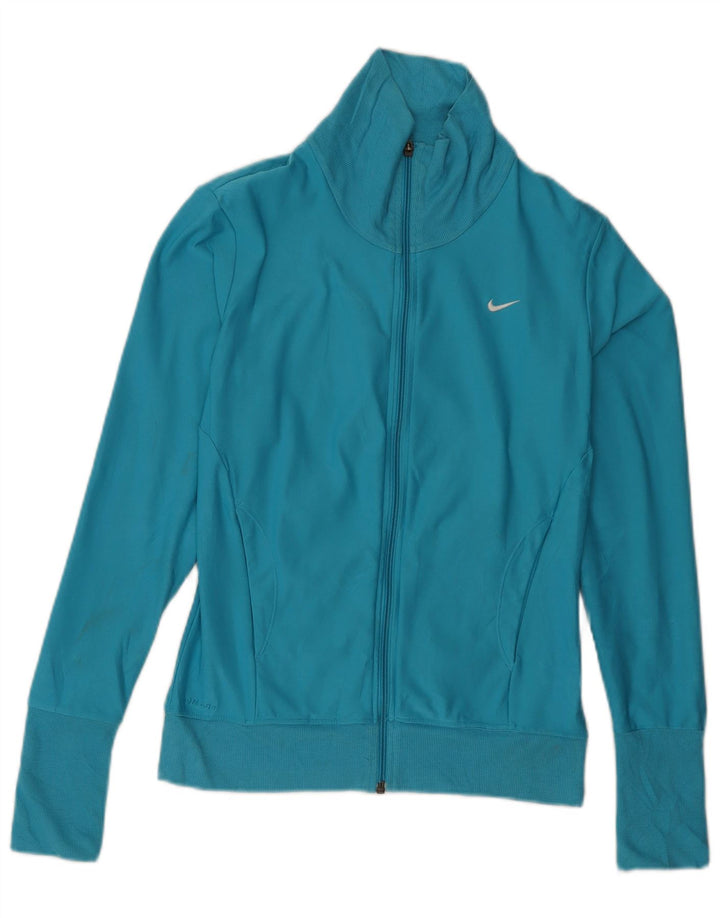 NIKE Veste de survêtement Dri Fit pour femme UK 8/10 Petit Bleu Polyester