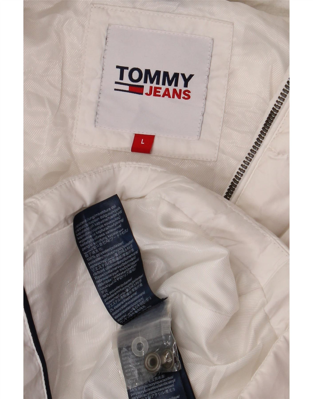 Tommy Hilfiger Veste matelassée à capuche pour femme UK 16 Large Blanc Polyester