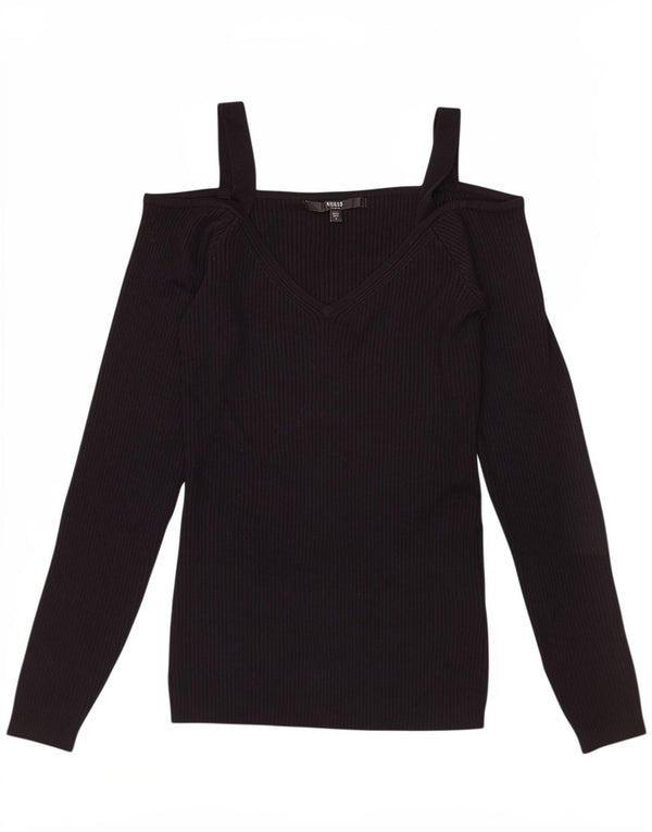 Guess Haut à épaules dénudées pour femme UK 12 Rayonne noire moyenne