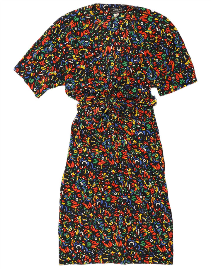 robe fourreau femme vintage IT 46 Grande soie géométrique multicolore